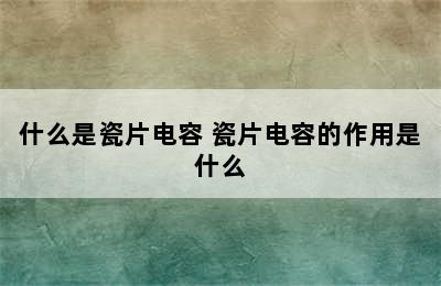 什么是瓷片电容 瓷片电容的作用是什么